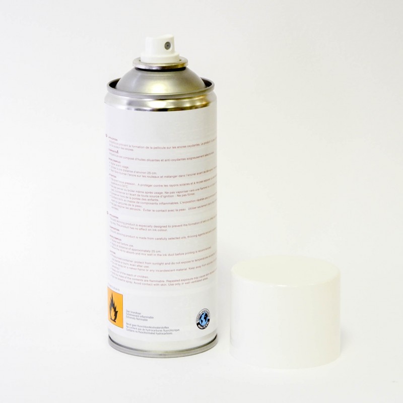 Prevents dry skin on oil-based inks without affecting ink quality. spary, anti skin