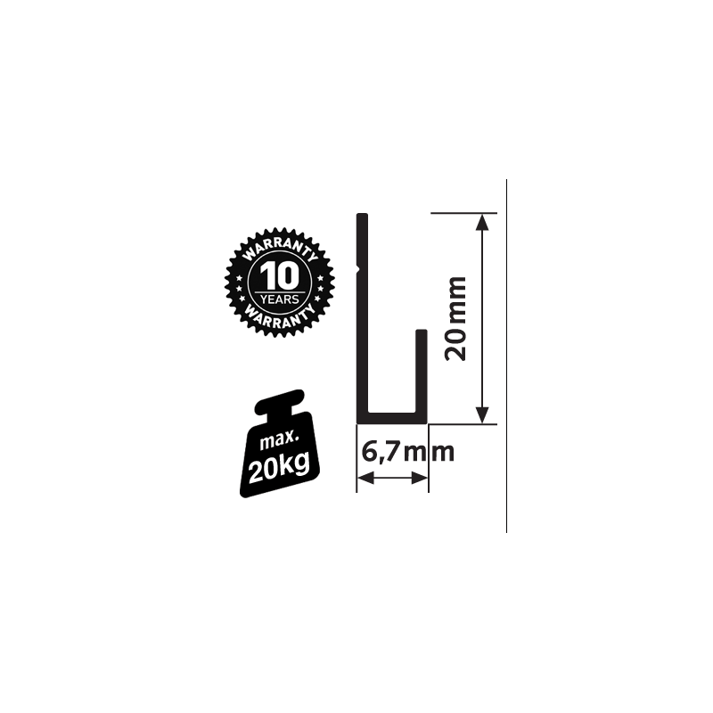 Cimaise murale Classic Rail blanc 2m, fil perlon, accroche, Artiteq, système d'accrochage, infos techniques