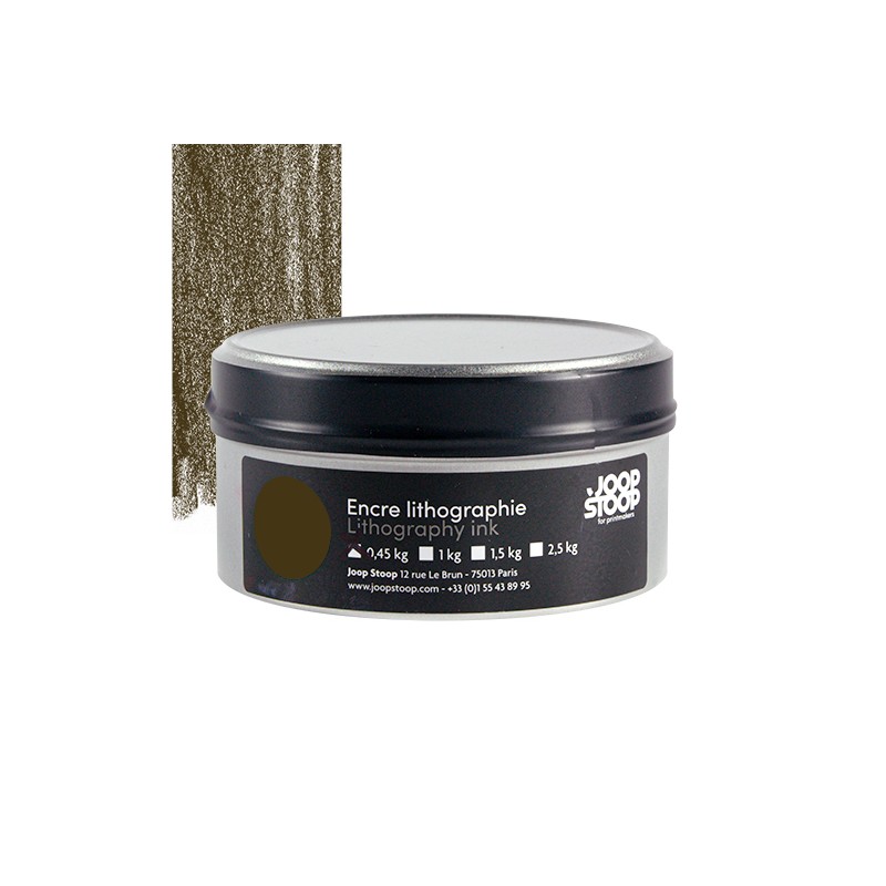 Encre litho , lithographie, Joop Stoop, à l'huile , couleur brun, sépia, en boîte