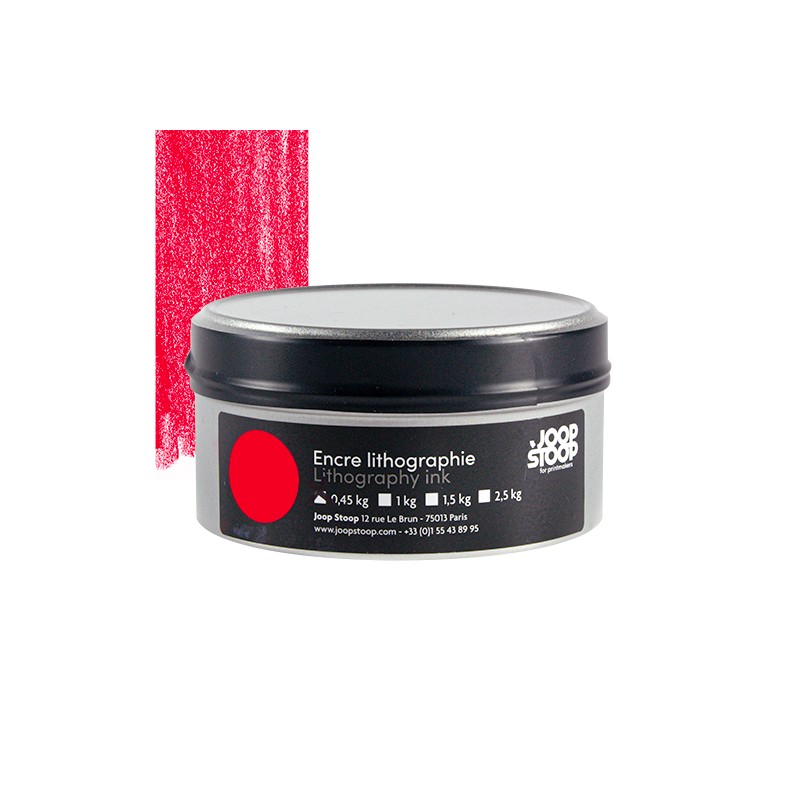 Encre litho , lithographie, Joop Stoop, à l'huile , couleur rubine, rouge rubine, sépia, en boîte