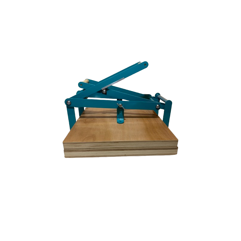 Presse à levier bois et lino Woodzilla - bleu turquoise