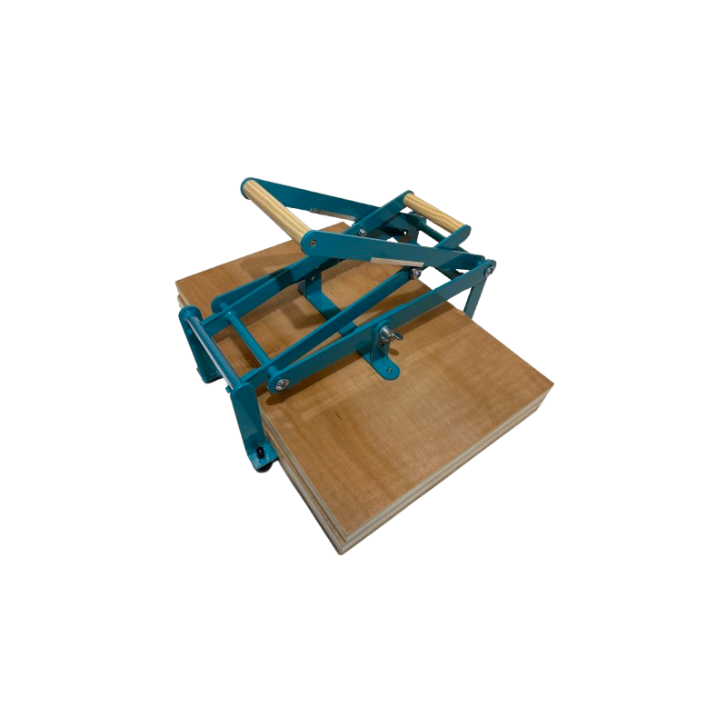 Presse à levier bois et lino Woodzilla - bleu turquoise