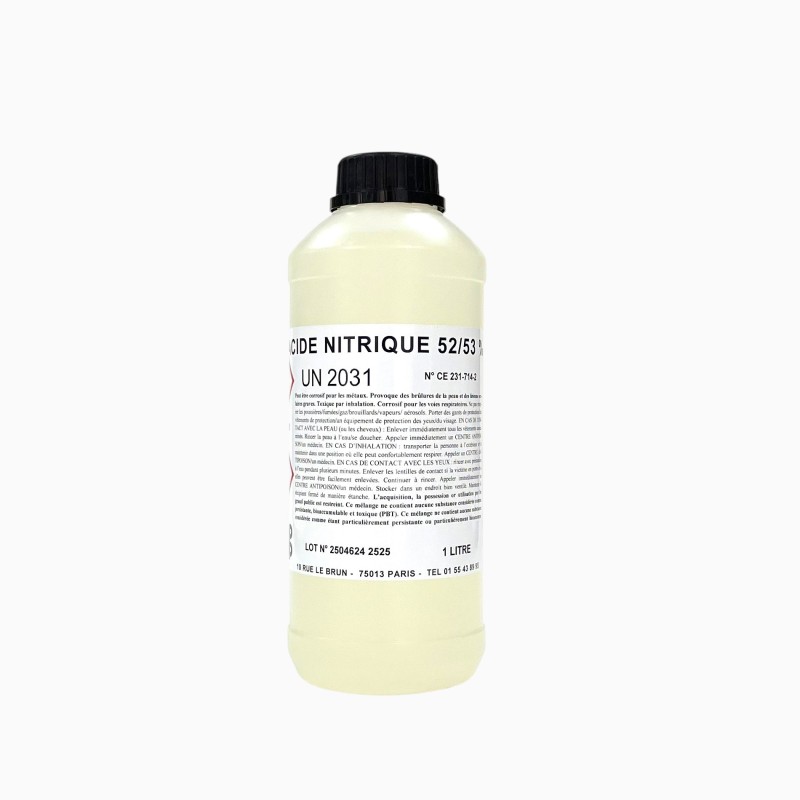Nitric acid in 1l bottle. For etching and lithography