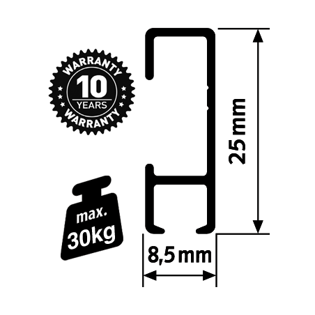 Click-rail blanc 2m, cimaise, système d'accrochage schema Click-rail blanc 2m, cimaise, système d'accrochage schema