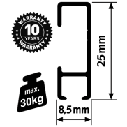 Click-rail blanc 2m, cimaise, système d'accrochage schema Click-rail blanc 2m, cimaise, système d'accrochage schema