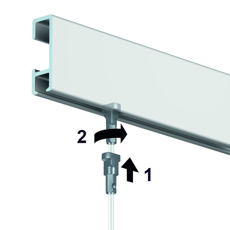 Fil en Perlon Twister 2m, rail, insertion, fil transparent, cimaise, système d'accrochage, Artiteq