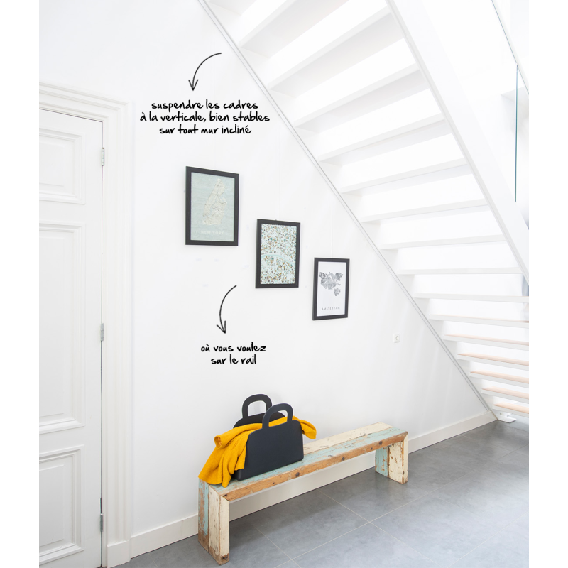 Stopper Set incliné Artiteq – Accrochage sur mur incliné, set, cimaises, système d'accrochage