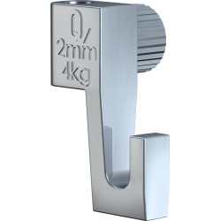 Strong and discreet metal hook for hanging frames up to 4 kg on 2 mm wires or rods. art hanging systems, cimaises