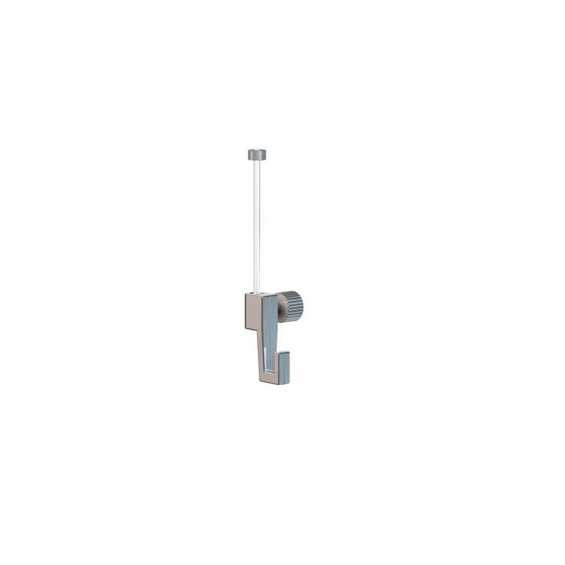 Strong and discreet metal hook for hanging frames up to 4 kg on 2 mm wires or rods. art hanging systems, cimaises