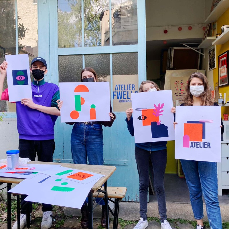 Stage initiation à la sérigraphie à l'atelier Fwells - 75013 - Joop Stoop Paris rue le brun 75013